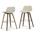 thumbnail image 1 of Simpli Home Randolph Mid Century Modern 28 inch Bentwood Counter/ Bar Height Stool (Set of 2) in Natural Linen Look Fabric, 1 of 9