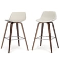thumbnail image 1 of Simpli Home Randolph 28 inch Seat Height Mid Century Modern Bentwood Counter/Bar Height Stool in Cream PU Leather (Set of 2), 1 of 11