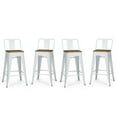 thumbnail image 1 of Simpli Home Rayne 24" Industrial Metal Wood Counter Stool in White (Set of 4), 1 of 13