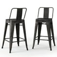thumbnail image 1 of Simpli Home Rayne Industrial Metal 24 inch Counter Height Stool (Set of 2) in Distressed Black, 1 of 10