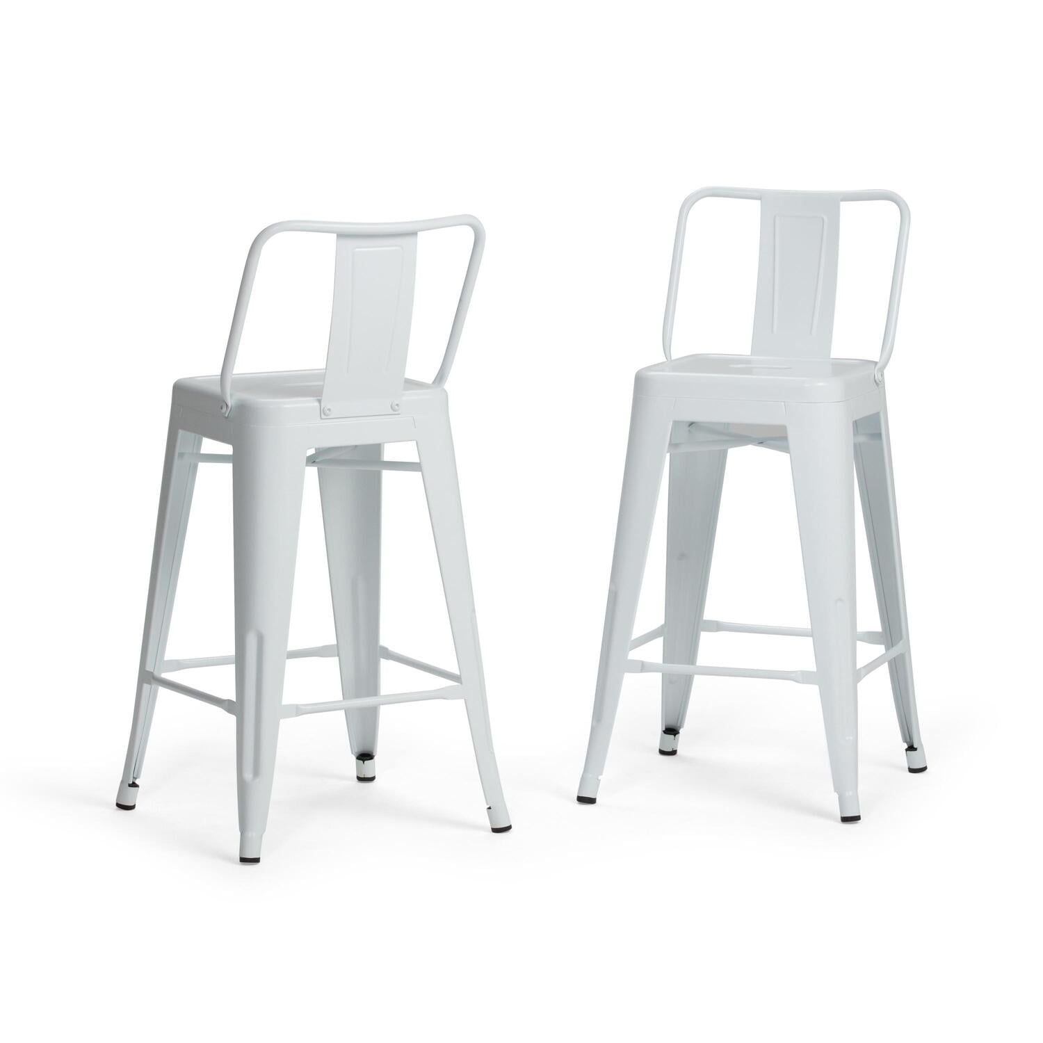 Rayne 24" White Industrial Metal Counter Stool Set