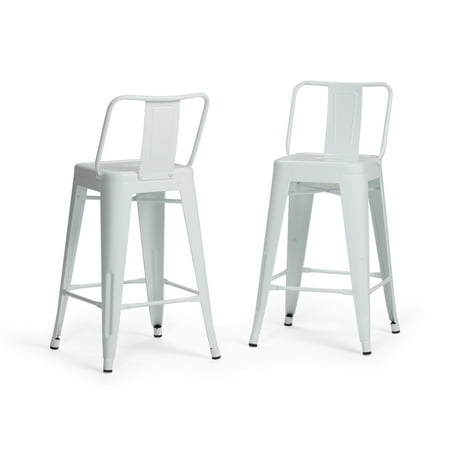 Simpli Home - Rayne Metal Counter Height Stool (Set of 2) - White