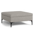 thumbnail image 1 of Rebecca 36 inch Wide Contemporary Square Mid&nbsp;Century Coffee Table&nbsp;Storage Ottoman with Lift Up Lid in Cloud Grey Polyester Linen, Assembled, 1 of 14