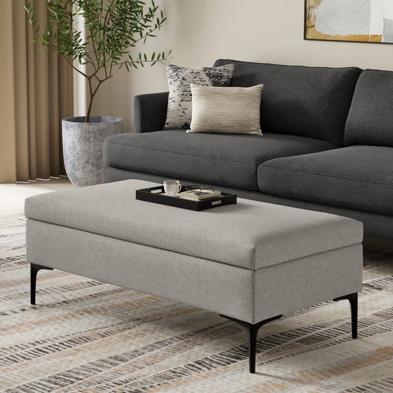 Simpli Home Rebecca 48W Rectangular Storage Ottoman