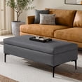 thumbnail image 1 of Simpli Home Rebecca 48 inch Wide Mid Century Modern Rectangle Large Coffee Table&nbsp;Storage Ottoman with Lift up Lid in Slate Grey Polyester , Assembled, 1 of 13