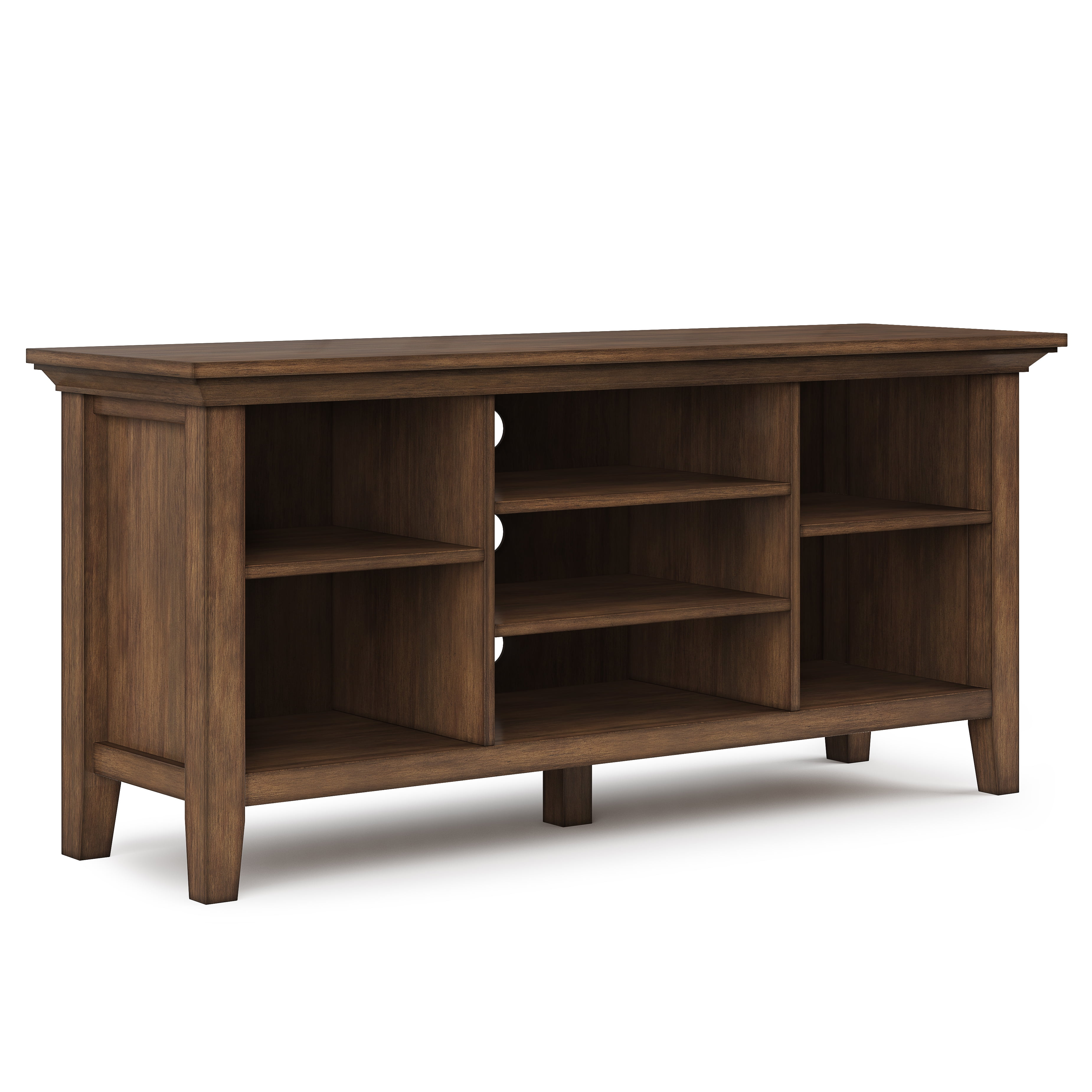 Simpli Home Redmond TV Media Stand in Rustic Natural Aged Brown