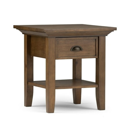 Simpli Home - Redmond Square Rustic Wood 1-Drawer End Table - Distressed Gray