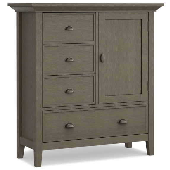 Simpli Home Redmond 39 inch Wide Solid Wood Transitional Medium Storage Cabinet in Farmhouse Grey