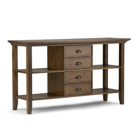 Simpli Home - Redmond SOLID WOOD 54 inch Wide Transitional Console Sofa Table in Rustic - Natural Aged Brown