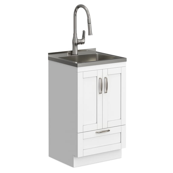 Simpli Home Reed All-In-One 20-inch Laundry Utility Sink and Cabinet