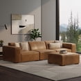 thumbnail image 1 of Rex 3-Seater Modular Sofa and Ottoman Set in Genuine Leather, 1 of 23