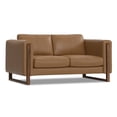 thumbnail image 1 of Simpli Home Richard Modern, Contemporary 62 inch Wide Sofa in Butternut Brown Genuine Leather, 1 of 14