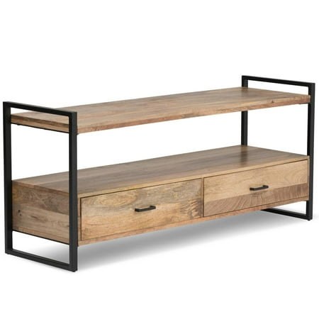 Simpli Home - Riverside TV Cabinet for Most TVs Up to 55" - Natural Brown