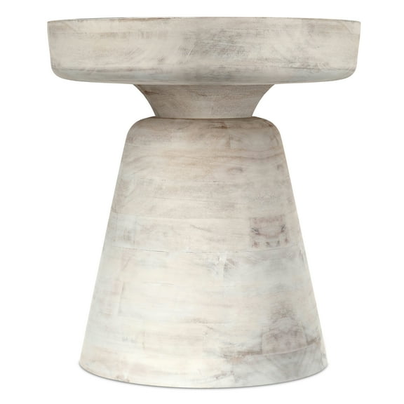 Simpli Home Robbie Contemporary Rustic Accent Table in Distressed White Wash