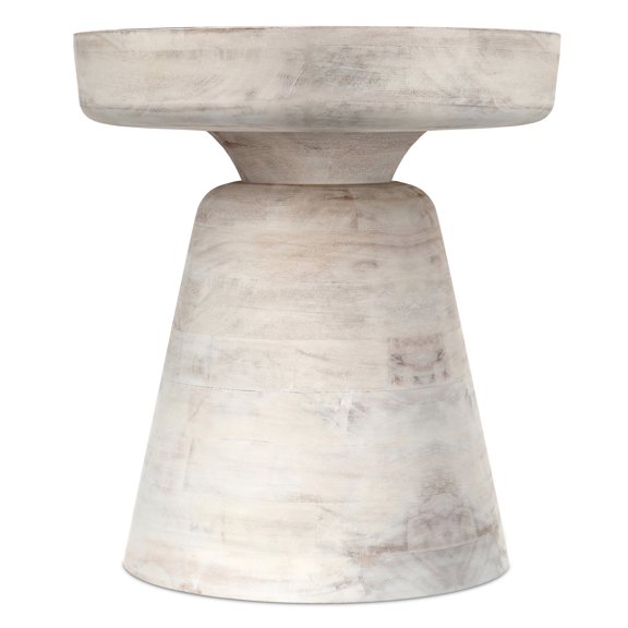 Simpli Home Robbie Contemporary Rustic Accent Table in Distressed White Wash