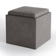 thumbnail image 1 of Simpli Home Rockwood 17 inch Wide Contemporary Cube Storage Ottoman with Tray in Distressed Slate Grey Vegan Leather, 1 of 7