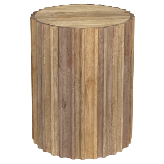 Simpli Home Rolf 16 inch Wide Solid Mango Boho Contemporary End Table in Natural, Assembled