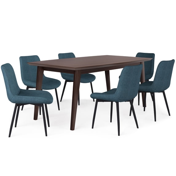 Simpli Home Rosemead II 7 Piece Dining Set in Blue