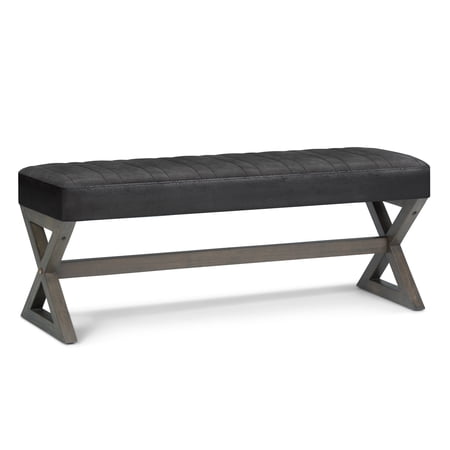 Simpli Home Salinger Ottoman Bench in Distressed Black