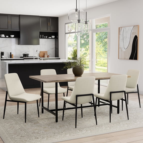 Simpli Home Savannah Dining Chair (Set of 2) in Natural Linen Look Fabric
