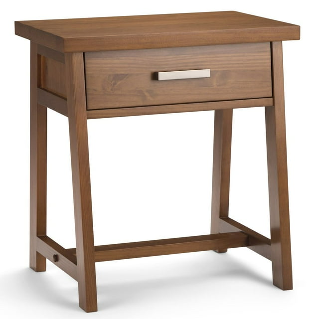 Simpli Home Sawhorse 1 Drawer Nightstand in Medium Saddle Brown