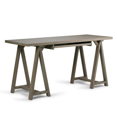 Simpli Home - Sawhorse Rectangular Industrial Wood Table - Distressed Gray