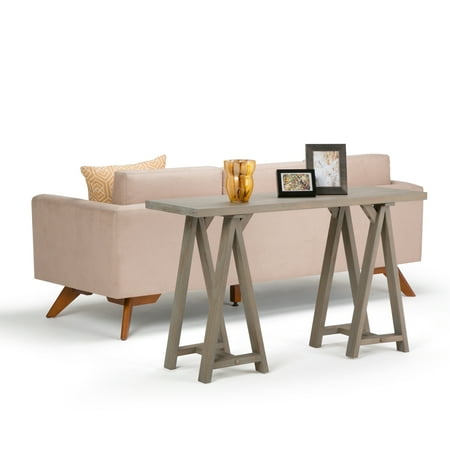 Simpli Home - Sawhorse Wide Console Sofa Table - Distressed Grey