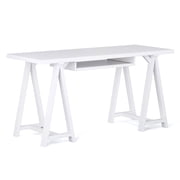 Simpli Home Sawhorse 60" Soild Wood Modern Industrial Computer Desk in White