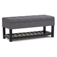 thumbnail image 1 of Simpli Home Saxon 43 inch Wide Transitional Rectangle Storage Ottoman Bench in Slate Grey Linen Look Fabric, 1 of 5