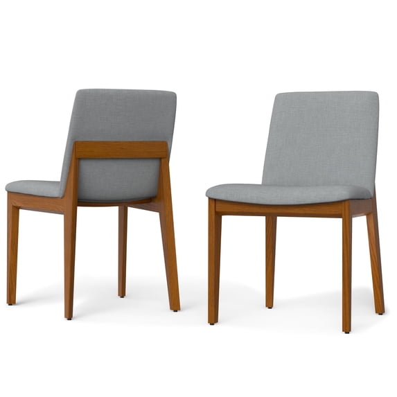 Simpli Home Selena Dining Chair (Set of 2) in Light Grey Linen Look Fabric