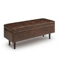 thumbnail image 1 of Simpli Home Shay 48 in.W Modern Storage Ottoman in Distressed Chestnut Brown Faux Leather, 1 of 9