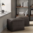 thumbnail image 1 of Simpli Home Sheffield 18 inch Wide Boho Square Pouf in Distressed Dark Brown Genuine Leather, 1 of 6