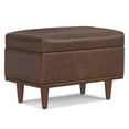 thumbnail image 1 of Simpli Home Shiloh 26 inch Wide Transitional Contemporary Small Storage Ottoman in Distressed Chestnut Brown Vegan Faux Leather, Assembled, 1 of 14