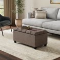 thumbnail image 1 of Sienna 34" Transitional Rectangle Ottoman Bench in Fawn Brown Linen Look Fabric, 1 of 12