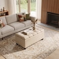 thumbnail image 1 of Sienna 34" Transitional Rectangle Ottoman Bench in Satin Cream Faux Leather, 1 of 13