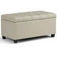 thumbnail image 1 of Sienna 33 inch Wide Storage Ottoman Bench in Satin Cream Vegan Leather, 1 of 5