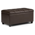 thumbnail image 1 of Simpli Home Sienna 33 inch Wide Transitional Storage Ottoman Bench in Chocolate Brown Vegan Leather, 1 of 7