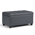 thumbnail image 1 of Sienna 33 inch Wide Storage Ottoman Bench in Stone Grey Vegan Leather, 1 of 2