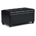 thumbnail image 1 of Sienna 33 inch Wide Storage Ottoman Bench in Midnight Black Vegan Leather, 1 of 2