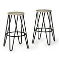 thumbnail image 1 of Simpli Home Simeon Industrial Metal 26 inch Metal Counter Height Stool with Wood Seat (Set of 2) in Natural / Black, 1 of 8