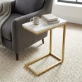thumbnail image 1 of Simpli Home Skyler 18 inch Wide Metal C Side Table with White Marble Top, Satin Gold, 1 of 3