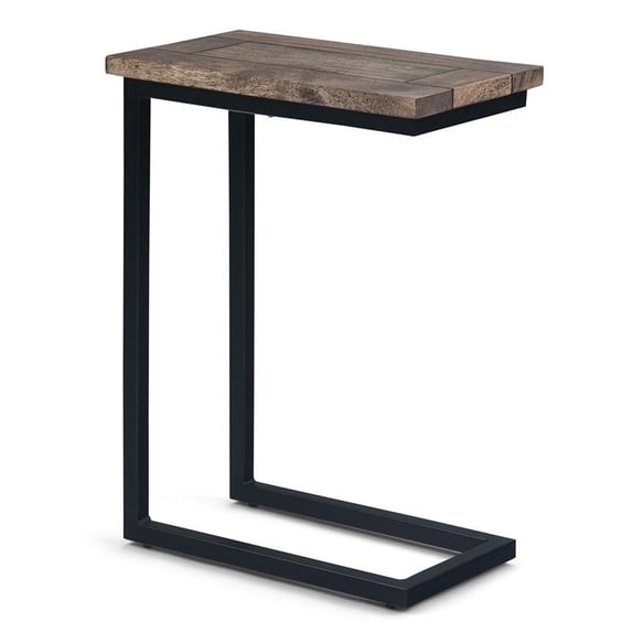 Skyler 18 inch Wide Solid Mango/Metal Industrial C Side Table in Birch/Black, Assembled