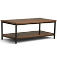 thumbnail image 1 of Simpli Home Skyler 48 inch Wide Solid Mango Wood Industrial Coffee Table in Dark Cognac Brown, 1 of 7
