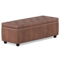 thumbnail image 1 of Hamilton 48 inch Wide Storage Ottoman in Distressed Umber Brown Vegan Leather, 1 of 13
