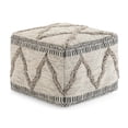 thumbnail image 1 of Simpli Home Sweeney 18 inch Wide Boho Square Pouf in Grey and Natural Wool and Cotton Handloom, 1 of 3