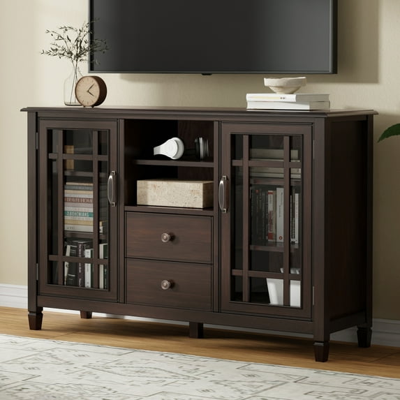 Simpli Home Simpli Home Tall Tv Stand In Dark Chestnut Brown For Tvs Up To 60 Inches