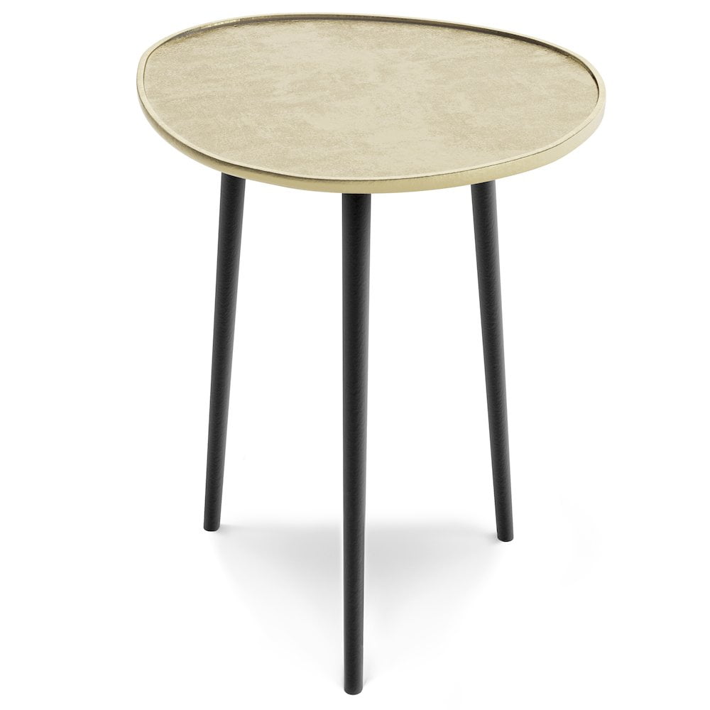 Gold and Black Round Metal Side Table with Tripod Legs