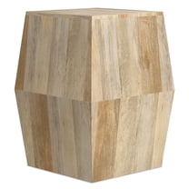 Terry SOLID MANGO WOOD 16 inch Wide Irregular Contemporary Side Table in Natural, Fully Assembled