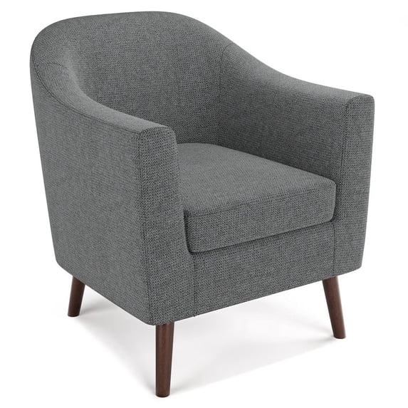 Simpli Home Thorne 30 inch Wide Contemporary Accent Chair in Shadow Grey Linen look fabric