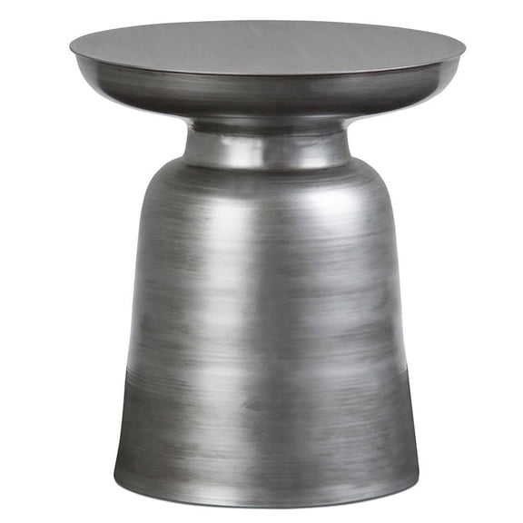 Simpli Home Toby 17 inch Wide Modern Industrial Metal Accent Table in Silver Iron, Assembled